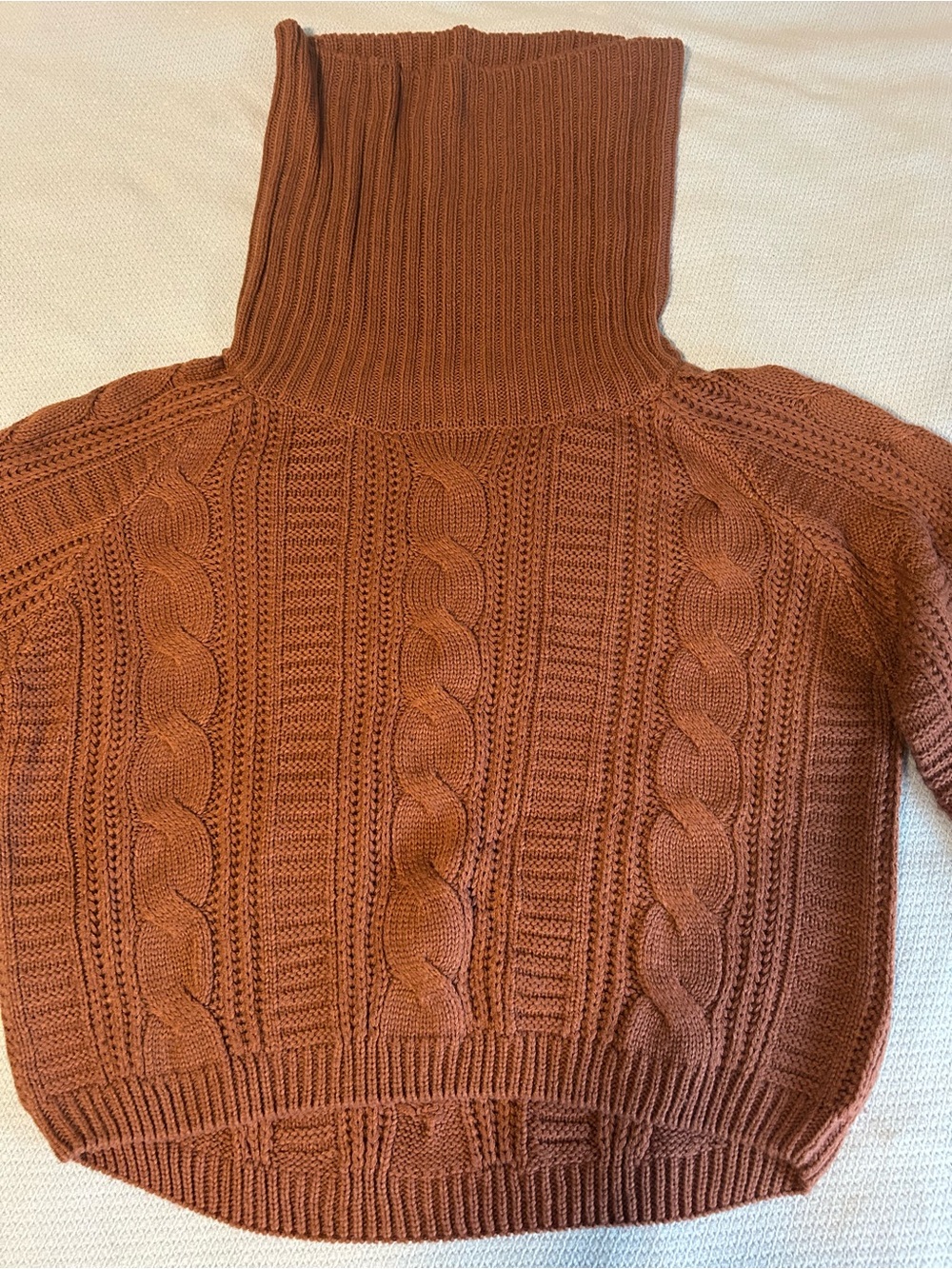 Charlotte Russe Cable Knit Turtleneck Sweater in Rust Brown